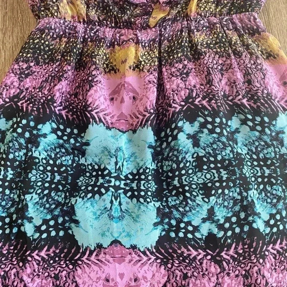 Purple Spaghetti Strap Printed Dress - S - Picture 2 of 10
